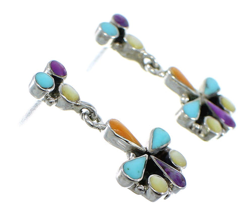 Multicolor Genuine Sterling Silver Post Dangle Earrings YX52210