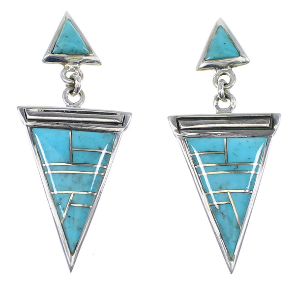 Southwestern Sterling Silver Turquoise Post Dangle Earrings YX52366