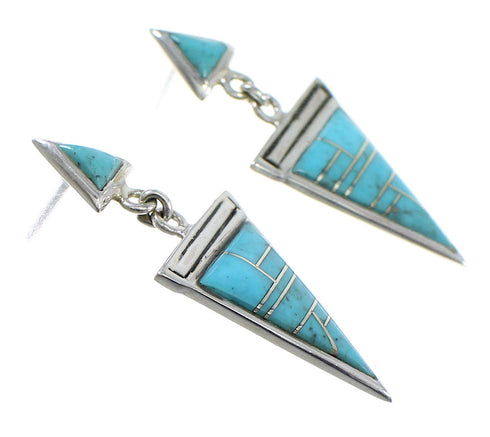 Southwestern Sterling Silver Turquoise Post Dangle Earrings YX52366