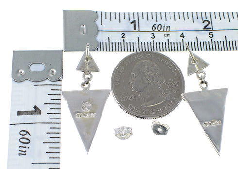 Southwestern Sterling Silver Turquoise Post Dangle Earrings YX52366