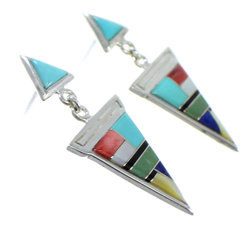 Multicolor Siver Post Dangle Southwestern Earrings YX52370