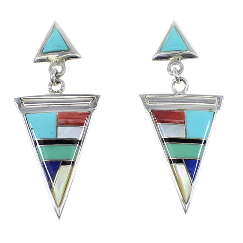 Multicolor Siver Post Dangle Southwestern Earrings YX52371