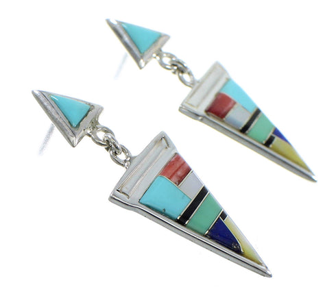 Multicolor Siver Post Dangle Southwestern Earrings YX52371