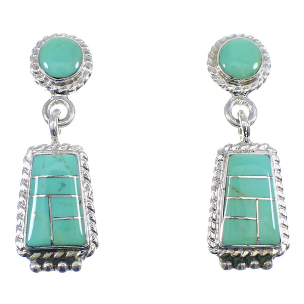 Turquoise Sterling Silver Post Dangle Earrings YX53468