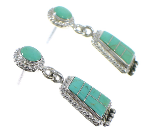 Turquoise Sterling Silver Post Dangle Earrings YX53468