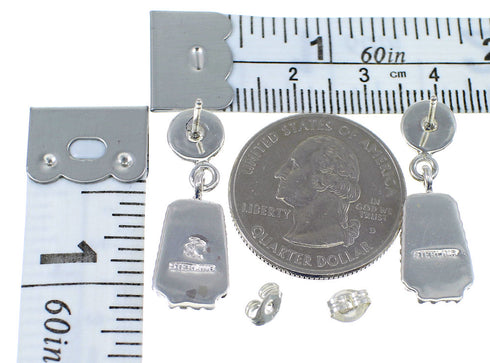 Turquoise Sterling Silver Post Dangle Earrings YX53468