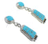 Genuine Sterling Silver Turquoise Inlay Post Dangle Earrings YX53470