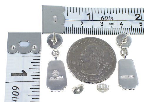 Turquoise Opal Sterling Silver Post Dangle Earrings YX53479