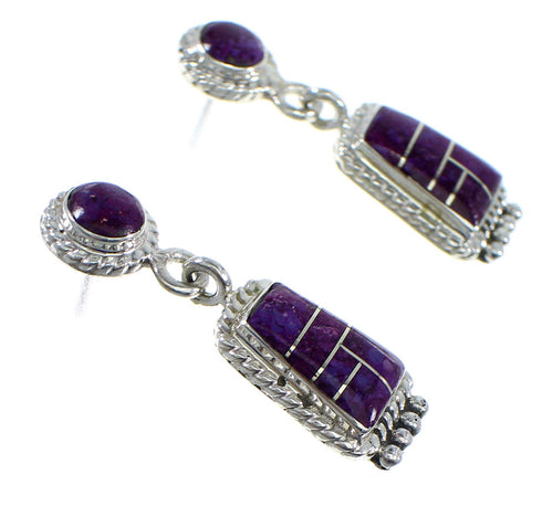 Magenta Turquoise Sterling Silver Post Dangle Earrings YX53505