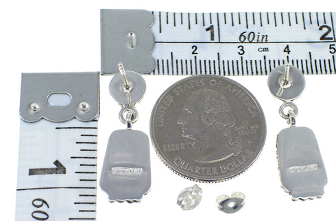 Magenta Turquoise Sterling Silver Post Dangle Earrings YX53505