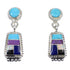 Sterling Silver Multicolor Inlay Post Dangle Earrings YX53515