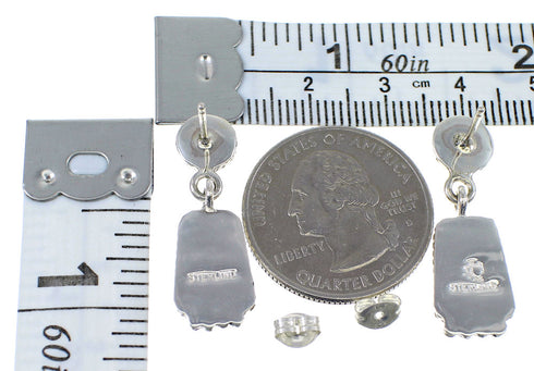 Sterling Silver Multicolor Inlay Post Dangle Earrings YX53515