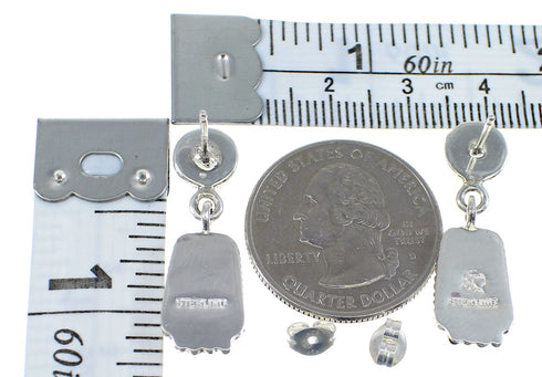 Multicolor Inlay Sterling Silver Native American Village Design Earrings YX53588