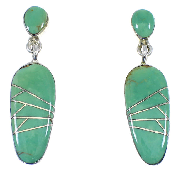 Sterling Silver Turquoise Inlay Post Dangle Earrings YX53169