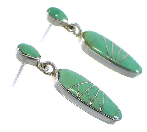 Sterling Silver Turquoise Inlay Post Dangle Earrings YX53169