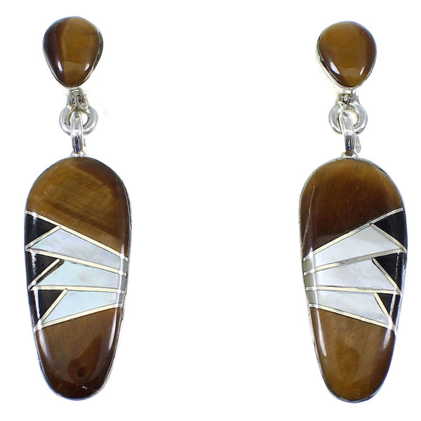 Sterling Silver Multicolor Southwestern Post Dangle Earrings YX53226