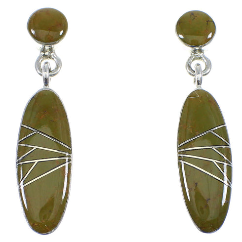 Southwestern Turquoise Sterling Silver Post Dangle Earrings YX53256