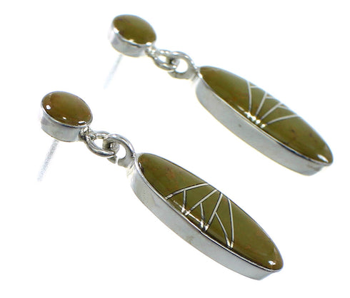 Southwestern Turquoise Sterling Silver Post Dangle Earrings YX53256
