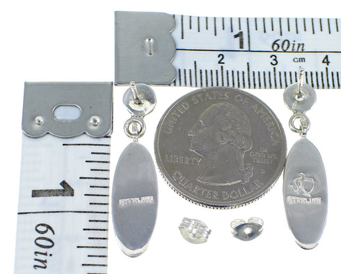 Southwestern Turquoise Sterling Silver Post Dangle Earrings YX53256