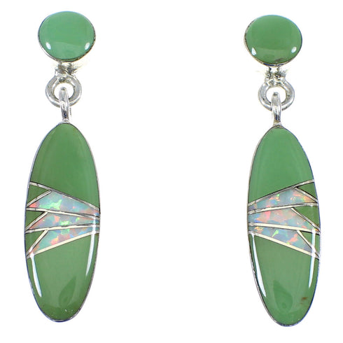 Turquoise And Opal Sterling Silver Post Dangle Southwestern Earrings YX53264
