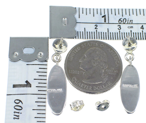 Sterling Silver Multicolor Native American Pueble Design Post Dangle Earrings YX53286