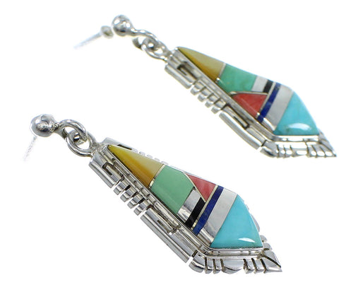 Multicolor Inlay Sterling Silver Earrings RX55338