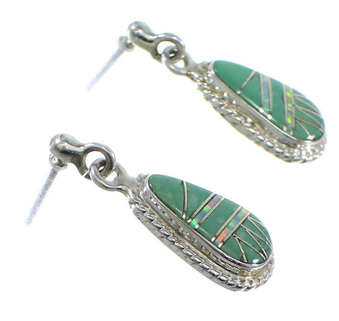 Turquoise And Opal Inlay Sterling Silver Earrings RX55353