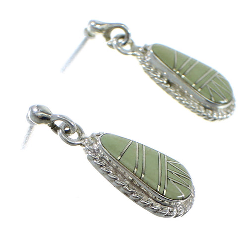 Genuine Sterling Silver And Turquoise Inlay Earrings RX55363