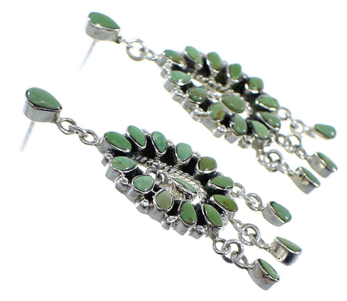 Turquoise Sterling Silver Post Dangle Southwestern Earrings YX53298