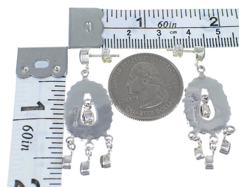 Turquoise Sterling Silver Post Dangle Southwestern Earrings YX53298