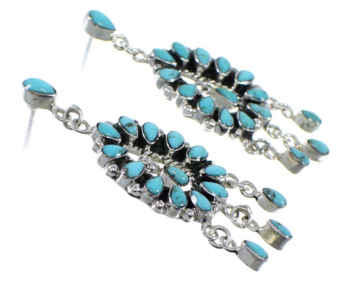 Turquoise Sterling Silver Southwestern Post Dangle Earrings YX53299