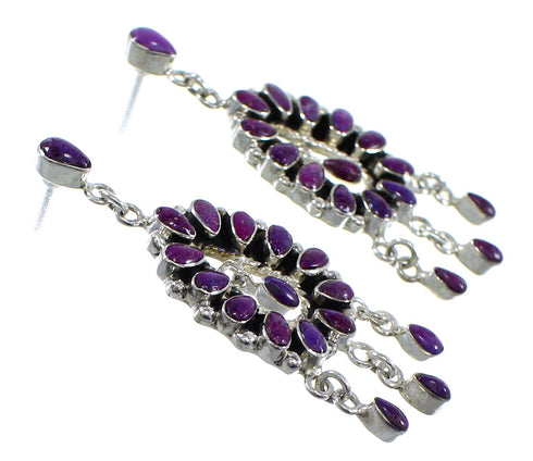 Magenta Turquoise Sterling Silver Southwestern Post Dangle Earrings YX53304