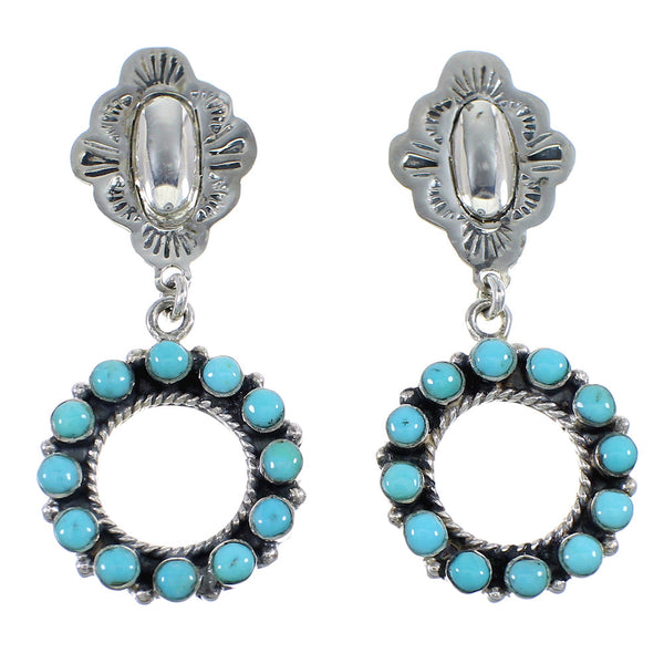 Southwestern Turquoise Silver Post Dangle Earrings YX53430