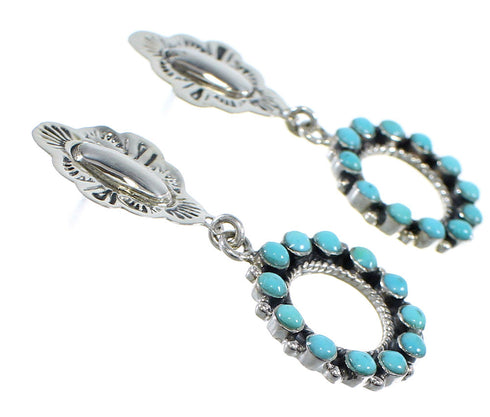 Southwestern Turquoise Silver Post Dangle Earrings YX53430