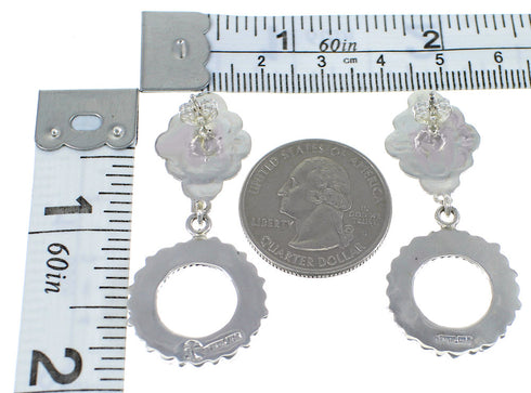 Southwestern Turquoise Silver Post Dangle Earrings YX53430