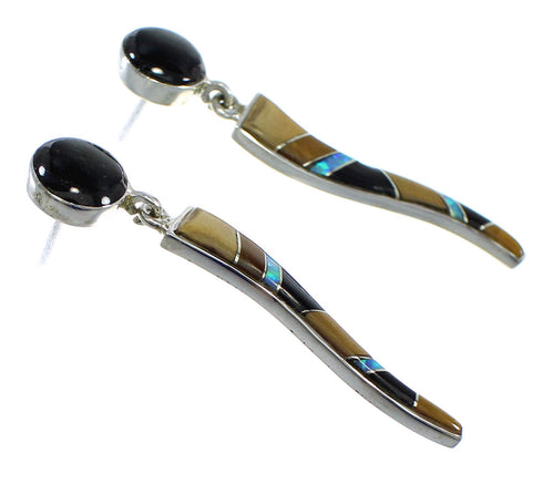 Multicolor Silver Post Dangle Southwestern Earrings YX53090