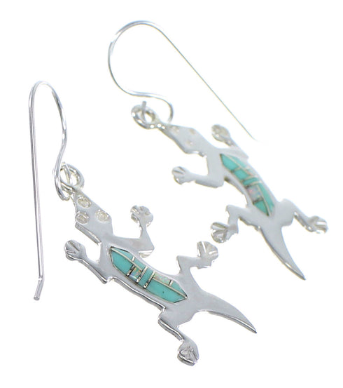 Turquoise Opal Sterling Silver Hook Dangle Lizard Earrings YX52732