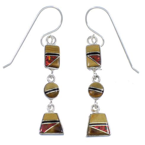 Multicolor Sterling Silver Hook Dangle Earrings YX52796