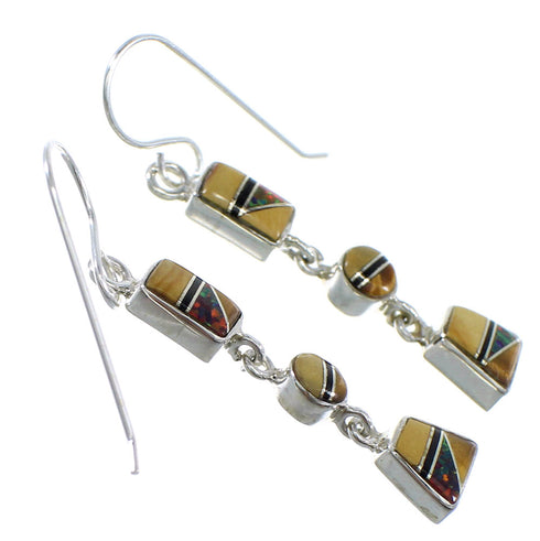 Multicolor Sterling Silver Hook Dangle Earrings YX52796