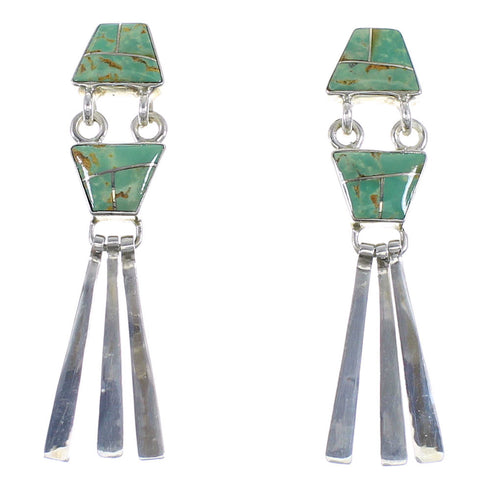 Turquoise Sterling Silver Post Dangle Earrings YX52799