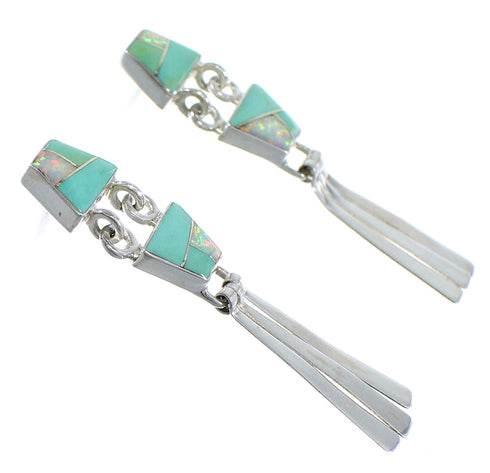 Southwestern Turquoise Opal Sterling Silver Post Dangle Earrings YX52806