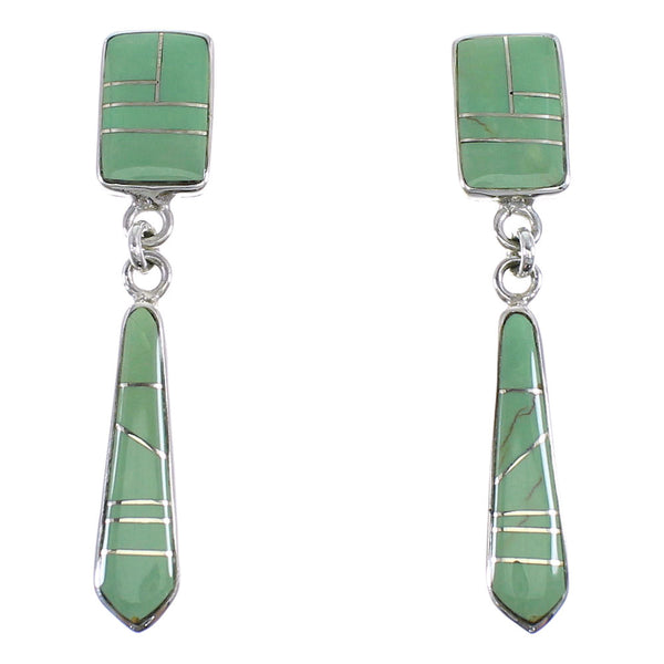 Southwestern Turquoise Sterling Silver Post Dangle Earrings YX52809