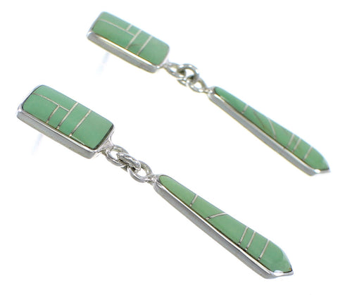 Southwestern Turquoise Sterling Silver Post Dangle Earrings YX52809