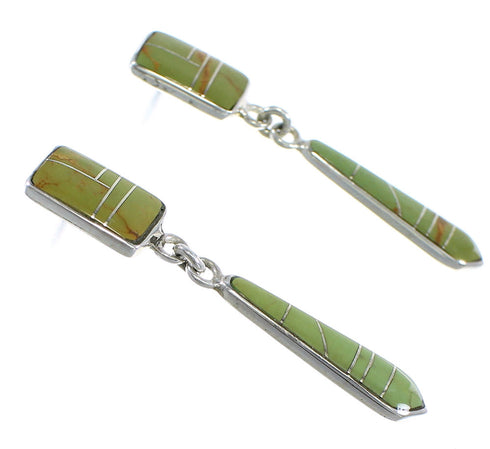 Turquoise Sterling Silver Post Dangle Southwestern Earrings YX52842