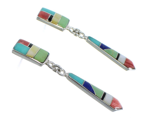 Multicolor Sterling Silver Post Dangle Southwestern Earrings YX52852