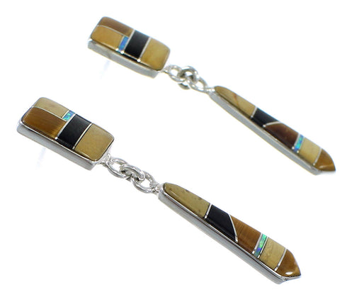 Multicolor Sterling Silver Post Dangle Southwestern Earrings YX5286