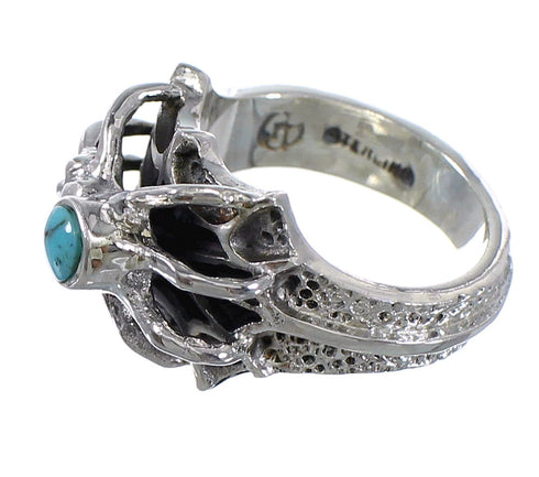 Southwest Turquoise Sterling Silver Spider Ring Size 6-3/4 AX52963
