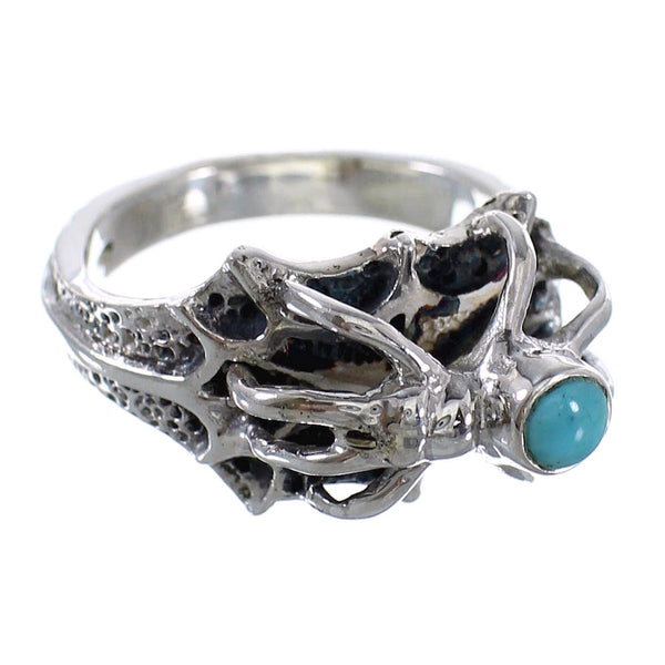 Turquoise Southwestern Silver Spider Ring Size 8-1/4 AX52976