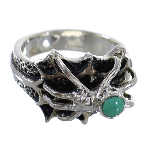Turquoise Genuine Sterling Silver Southwestern Spider Ring Size 6-1/4 AX53009
