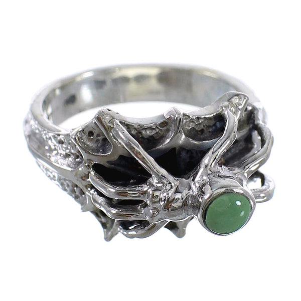 Genuine Sterling Silver And Turquoise Spider Ring Size 6-1/4 AX53022